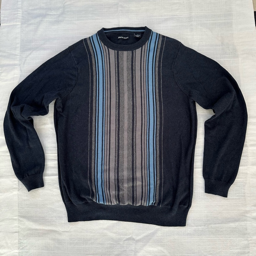 Pierre Cardin Vintage Striped Pullover Sweater Sz S Blue Preppy